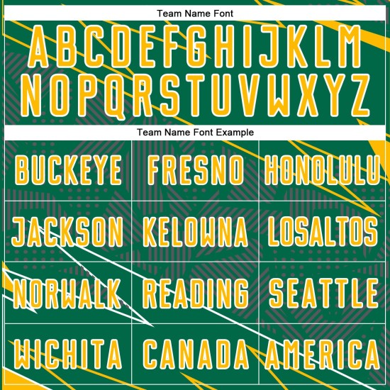 Soccer Sports Green Lines Custom Uniform Kelly Gold-White Sublimation Jersey