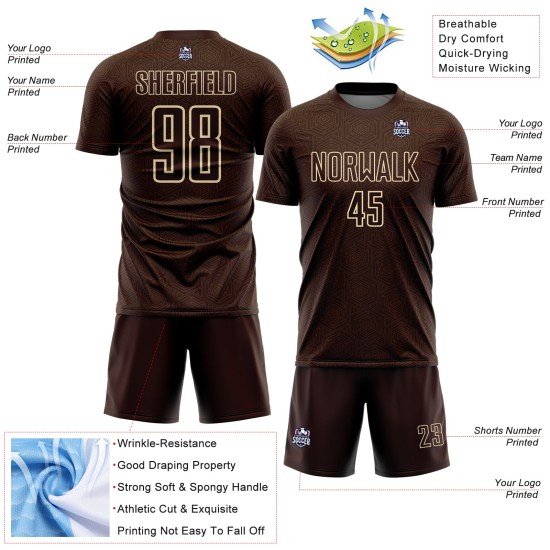 Brown Shape Sports Jersey Cream Sublimation Custom Soccer Geometric Uniform