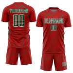 Red Sports Lightning Uniform Custom Kelly Jersey Soccer Green-White Sublimation Red Sports Lightning Uniform Custom Kelly Jersey Soccer Green-White Sublimation